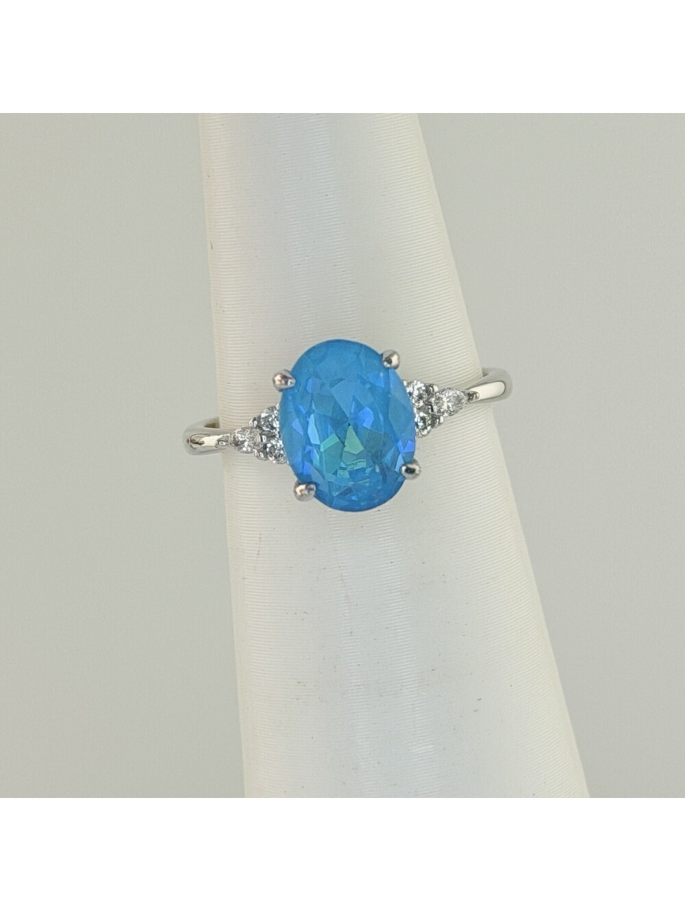 Bomb Party Sz 5 Sterling Club Rainbow Aquamarine on .925 Silver RBP2941 RETRO